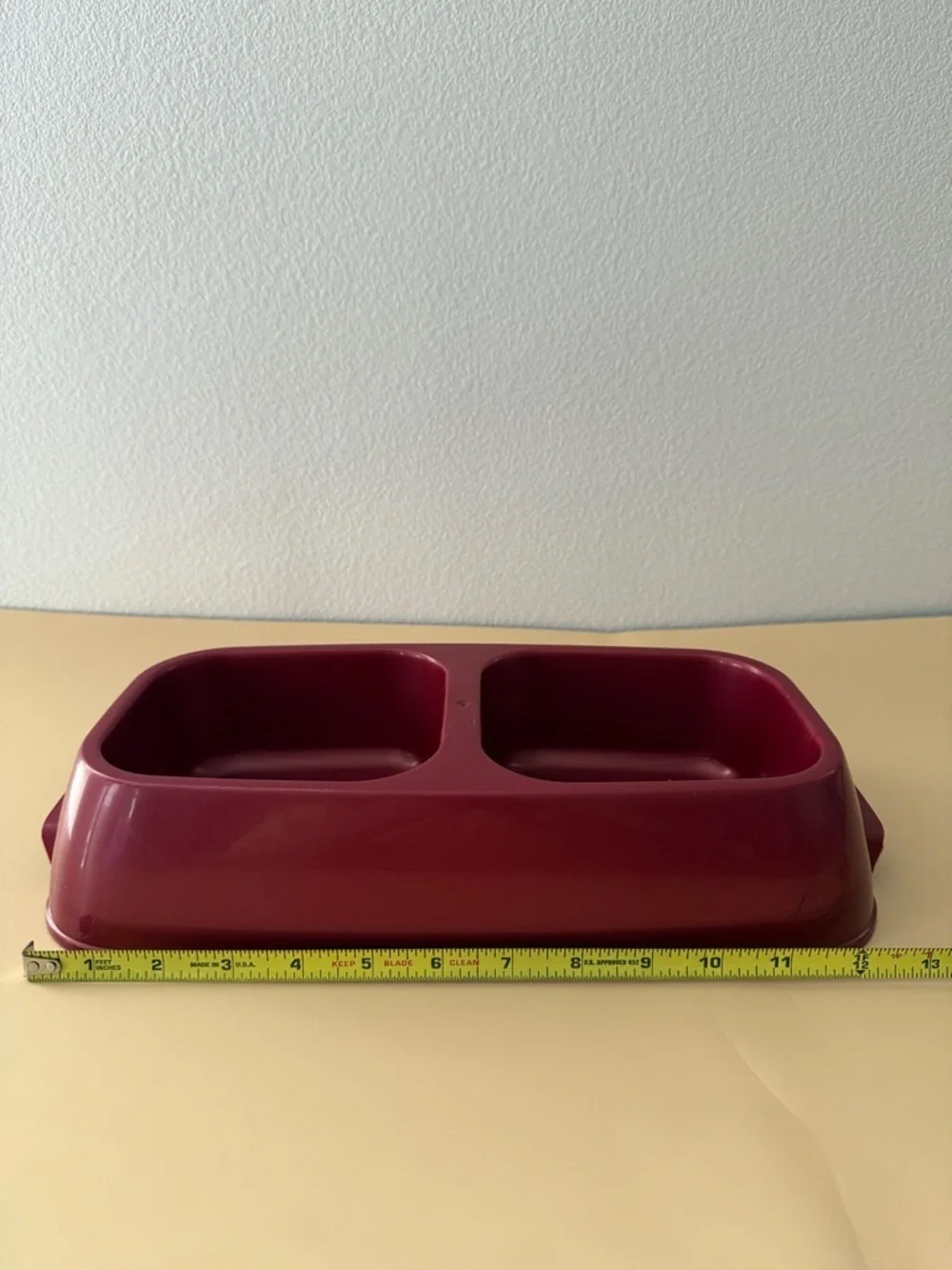 Double Feeding Bowl - Burgundy Plastic Pet Dishes